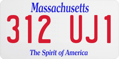 MA license plate 312UJ1
