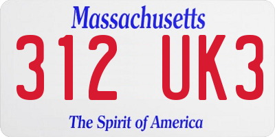 MA license plate 312UK3