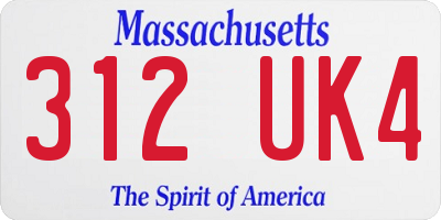 MA license plate 312UK4