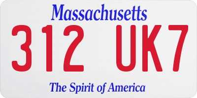MA license plate 312UK7