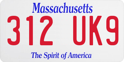 MA license plate 312UK9