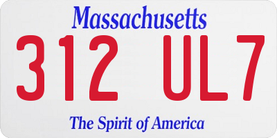 MA license plate 312UL7