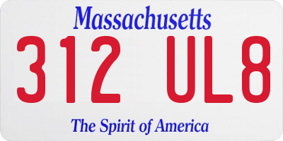MA license plate 312UL8