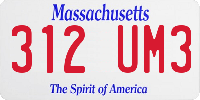 MA license plate 312UM3