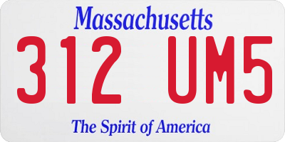 MA license plate 312UM5