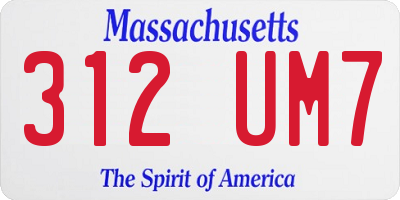 MA license plate 312UM7