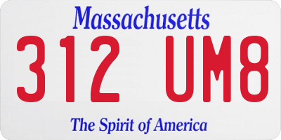 MA license plate 312UM8