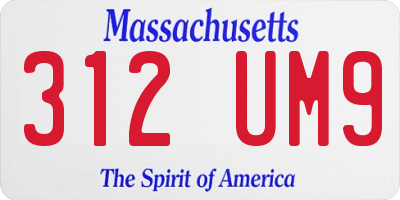 MA license plate 312UM9
