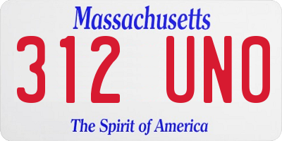 MA license plate 312UN0