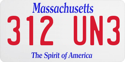 MA license plate 312UN3