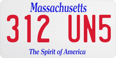 MA license plate 312UN5
