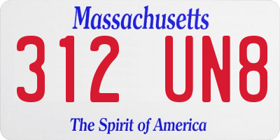 MA license plate 312UN8