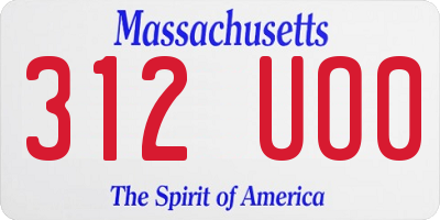 MA license plate 312UO0