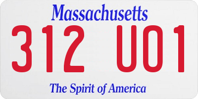 MA license plate 312UO1