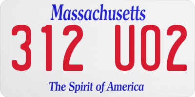 MA license plate 312UO2