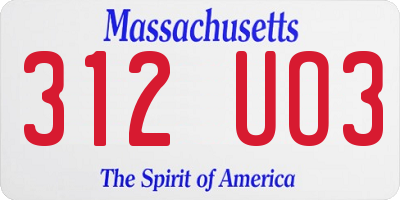 MA license plate 312UO3