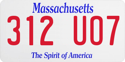 MA license plate 312UO7