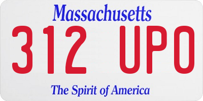 MA license plate 312UP0