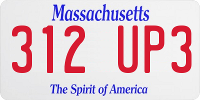 MA license plate 312UP3