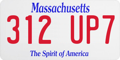 MA license plate 312UP7