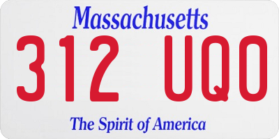 MA license plate 312UQ0