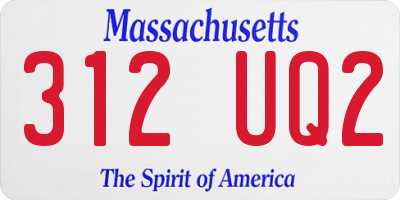 MA license plate 312UQ2