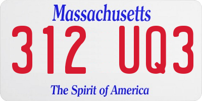 MA license plate 312UQ3