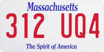 MA license plate 312UQ4