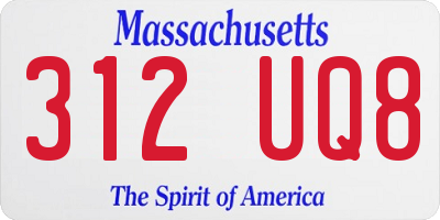 MA license plate 312UQ8