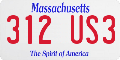 MA license plate 312US3