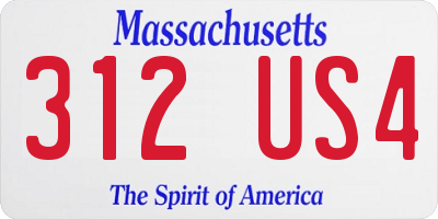 MA license plate 312US4