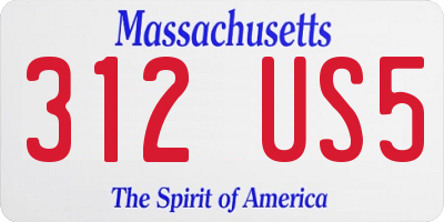 MA license plate 312US5