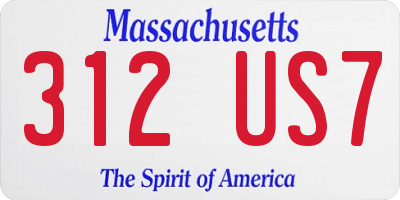MA license plate 312US7