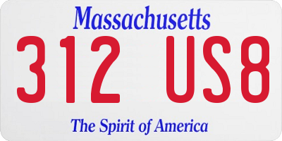 MA license plate 312US8