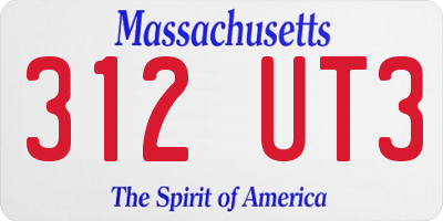 MA license plate 312UT3