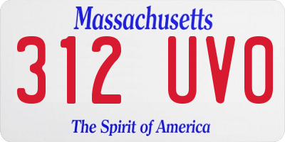 MA license plate 312UV0