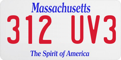 MA license plate 312UV3