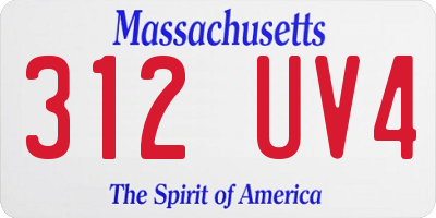 MA license plate 312UV4