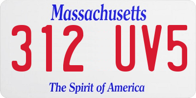 MA license plate 312UV5