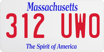 MA license plate 312UW0