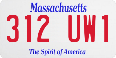 MA license plate 312UW1