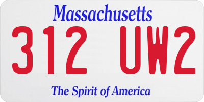 MA license plate 312UW2