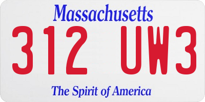 MA license plate 312UW3
