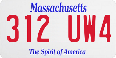 MA license plate 312UW4