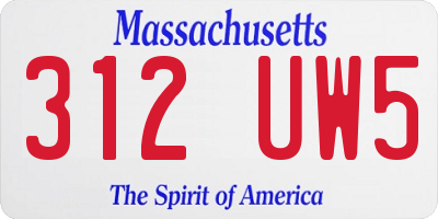MA license plate 312UW5