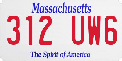 MA license plate 312UW6