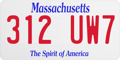 MA license plate 312UW7