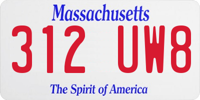 MA license plate 312UW8