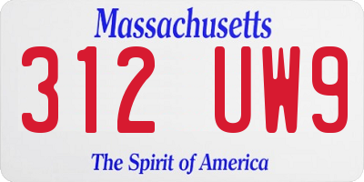 MA license plate 312UW9