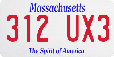 MA license plate 312UX3